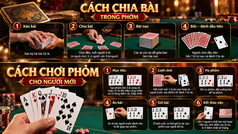 cách chia bài trong phỏm